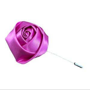 NEW Pink Satin Flower Lapel Pin